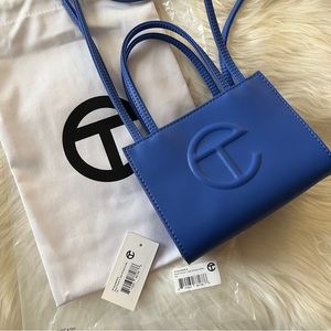 Excellent Authentic Telfar Painters Tape Blue Small Shopper Tote Crossbody Bag